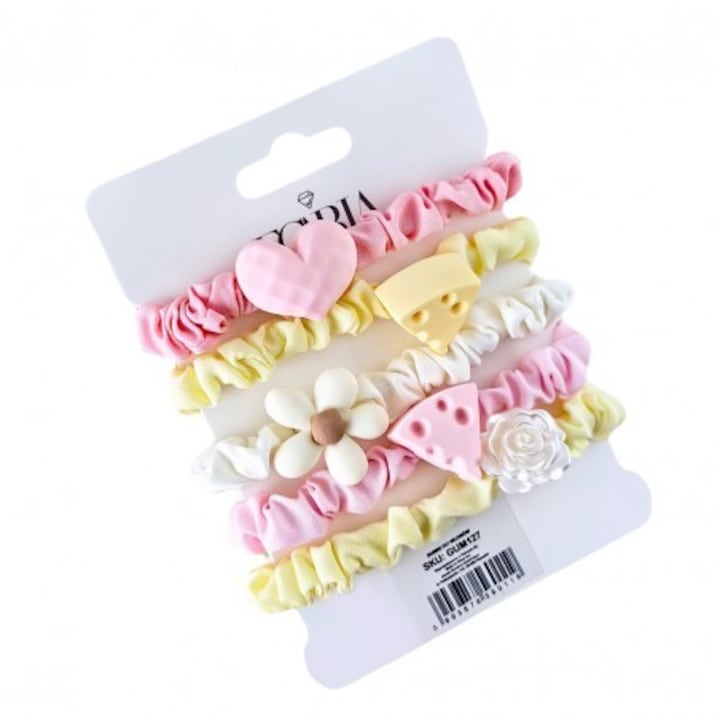Комплект от 5 броя ластици за коса Ecarla Multicolor