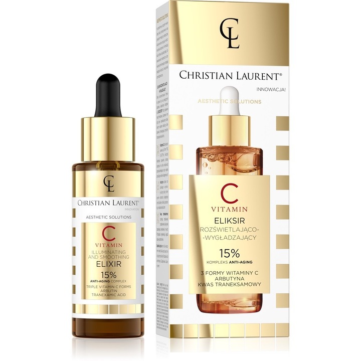 Ser pentru ten cu vitamina C, Christian Laurent, Stralucire si netezire, 30 ml
