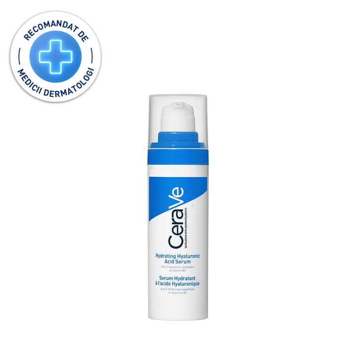 Serum cu acid hialuronic, vitamina B5 si ceramide, CeraVe cu efect hidratant 24 H, 30 ml
