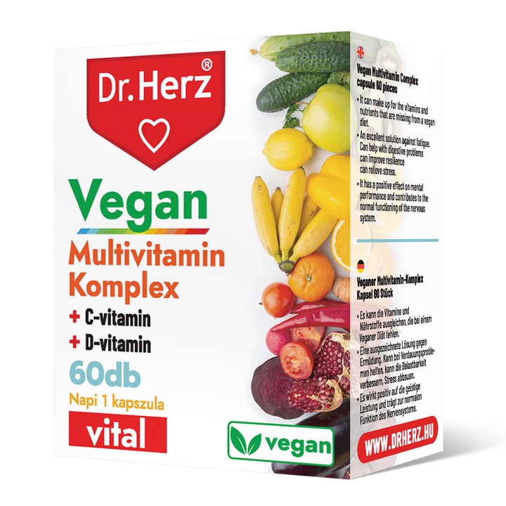 Capsule vegane multivitamine + vitamina c + vitamina D Dr Herz 60 buc