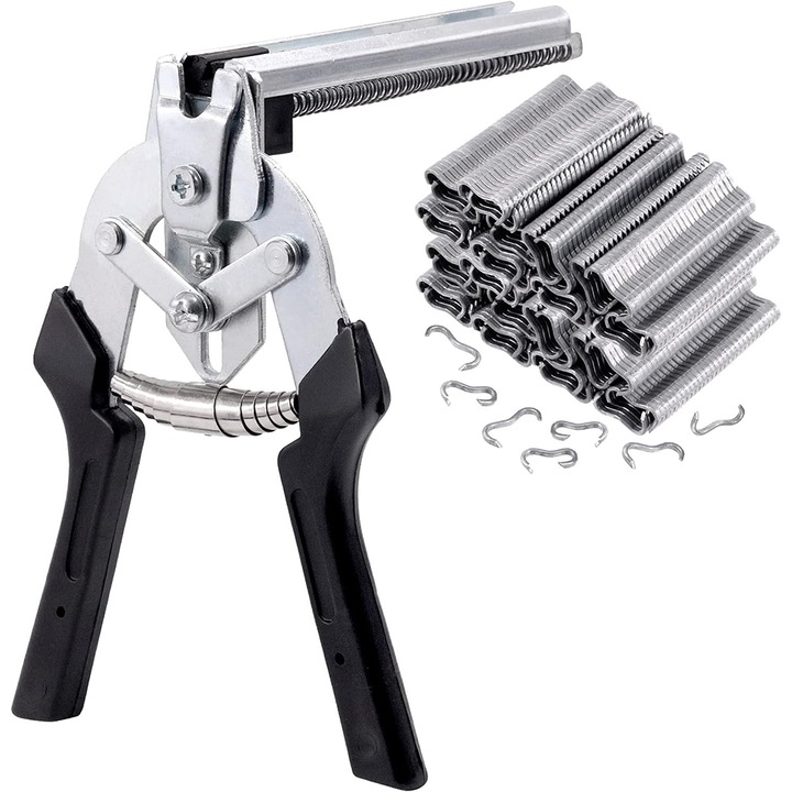 Cleste legat sarma rapid, BOMSTOM, pentru gard, fier beton, plasa, custi animale, mobilier, decoratiuni, cu magazie si 1200 capse