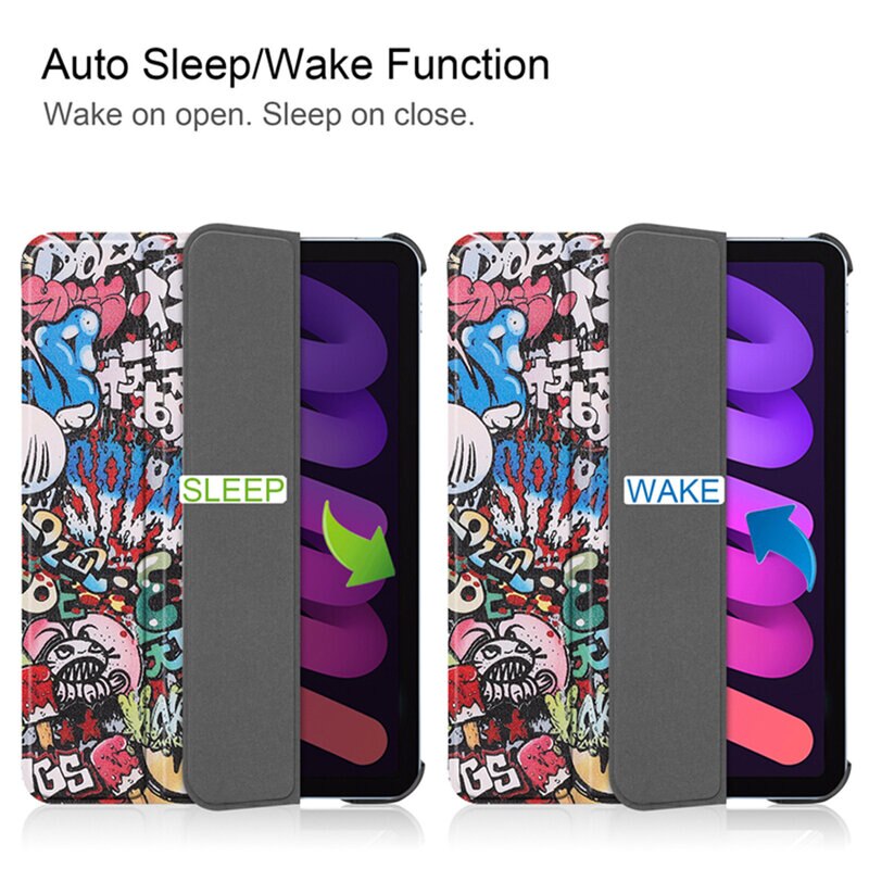 Husa tip carte pentru tableta Apple iPad Mini 6, 8.3 inch, piele ecologica, Urban Vibe, Multicolor