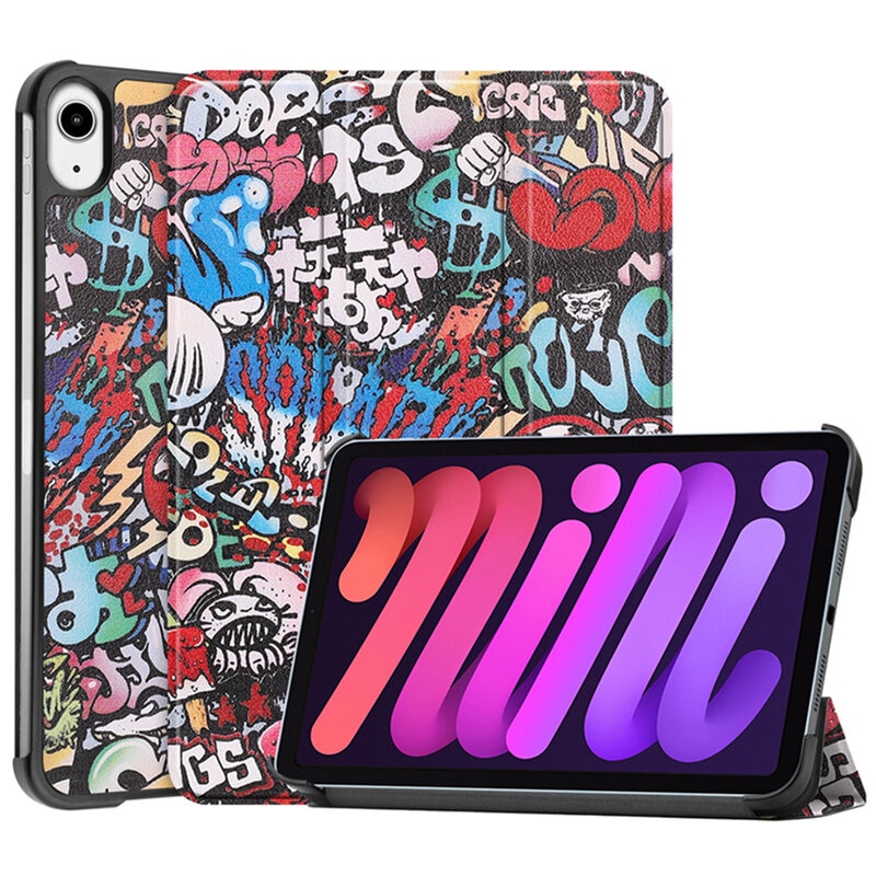 Husa tip carte pentru tableta Apple iPad Mini 6, 8.3 inch, piele ecologica, Urban Vibe, Multicolor