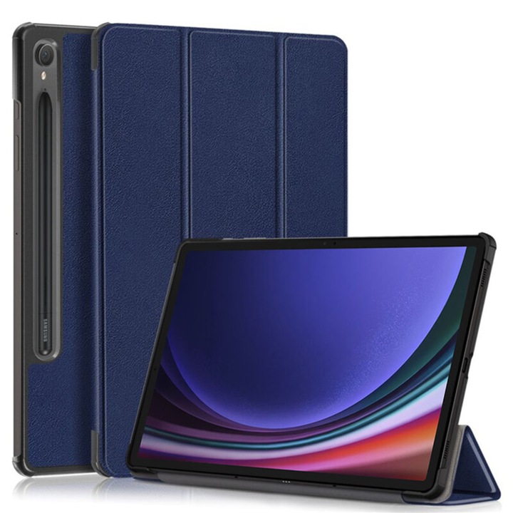 Flip védőborító táblagéphez, amely kompatibilis a Samsung Galaxy Tab S9 / S9 FE-vel, FoldPro, ökológiai bőr, kék