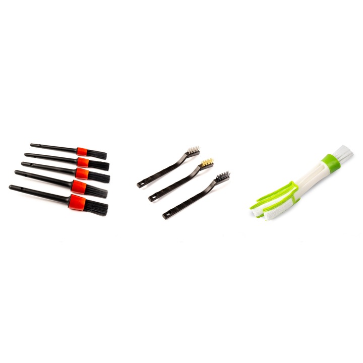 Set pensule si perii pentru detailing, 9 bucati