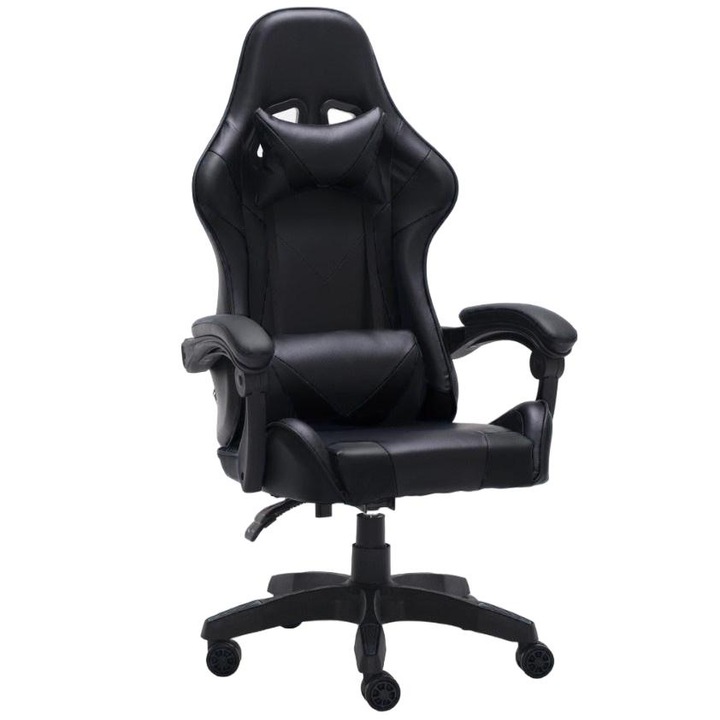 Gamer szék, Top E Shop, Ökológiai bőr, 830 mm, Fekete