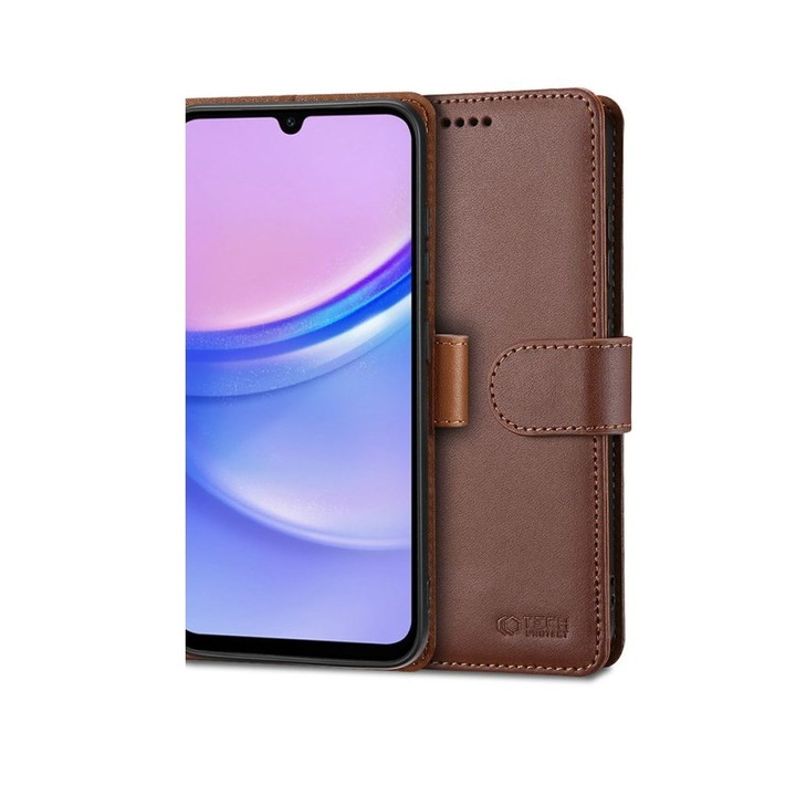 TECH-PROTECT Wallet tok kompatibilis a Samsung Galaxy A15 4G / A15 5G Brown telefonnal
