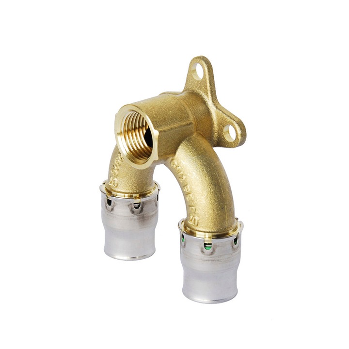 Cot dublu prin impingere (Push-fit) montaj pe perete din alama 20 mm - 1/2", FRANKISCHE - ALPEX-PLUS