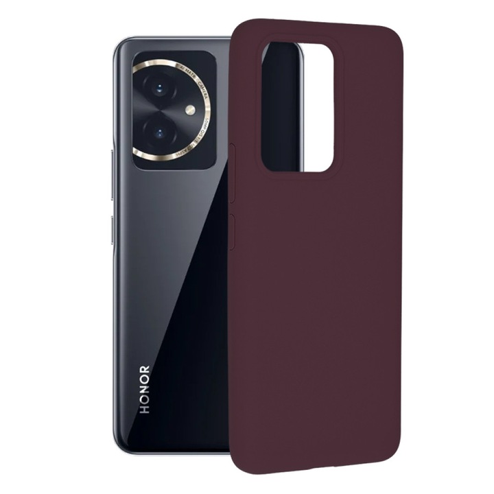 Съвместим калъф за телефон Honor 100, защита от пръстови отпечатъци, вътрешност от микрофибър, допълнителна професионална камера, лилава слива