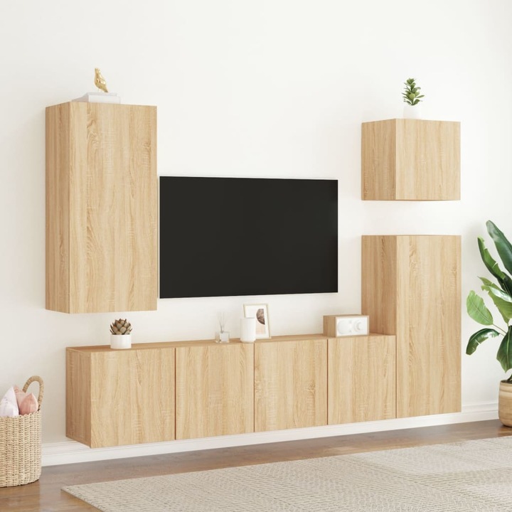 VidaXL 2 db sonoma tölgy színű fali TV-szekrény 80 x 30 x 41 cm (836957)