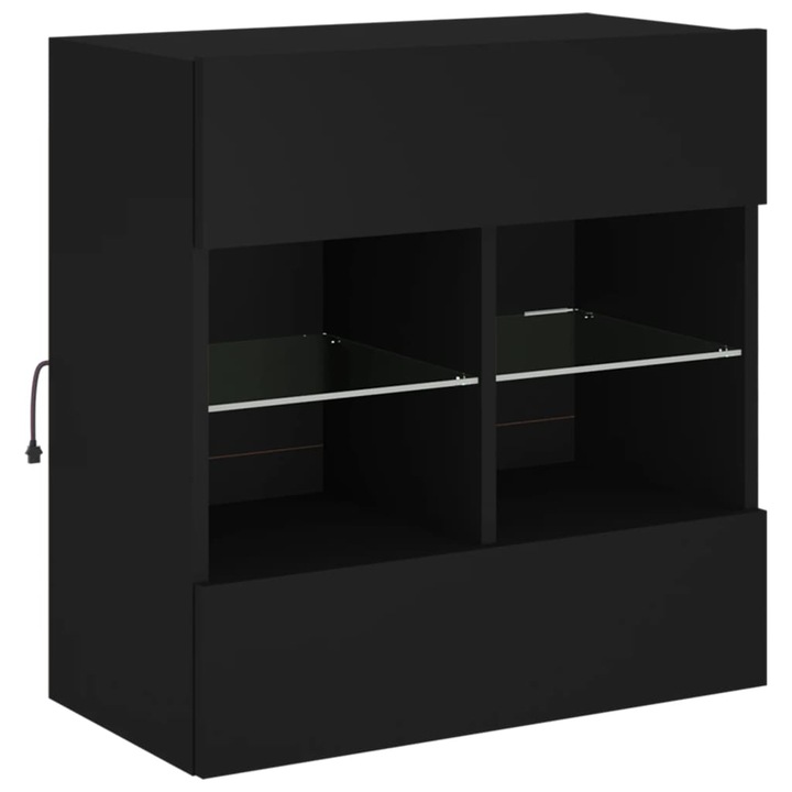 VidaXL fekete falra szerelhető TV-szekrény LED-lámpákkal 58,5x30x60,5 (837093)
