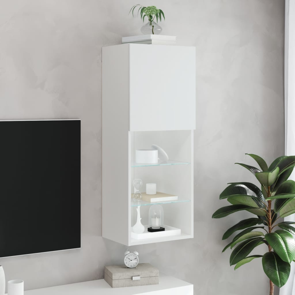 Dulap suspendat living, Zakito Europe, Lemn/Sticla, iluminare LED