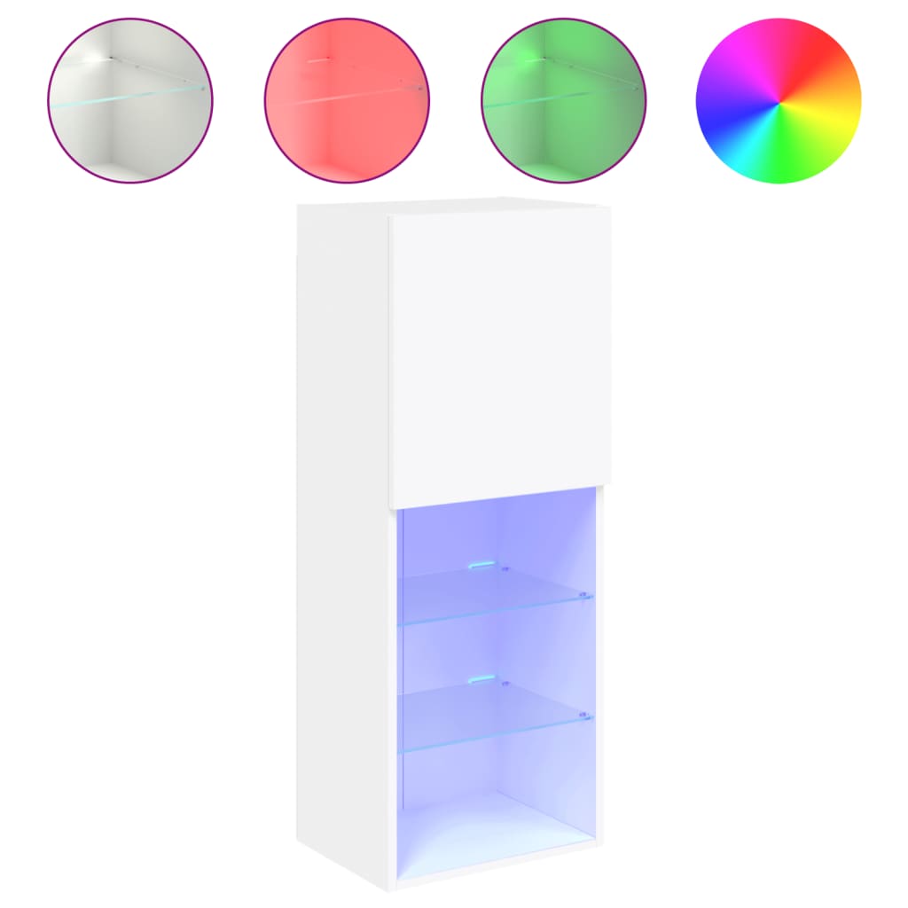 Dulap suspendat living, Zakito Europe, Lemn/Sticla, iluminare LED