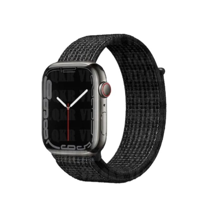 Curea smartwatch nylon, compatibila cu Apple Watch 1/2/3/4/5/6/7/SE, 38/40/41 mm, Negru Reflex