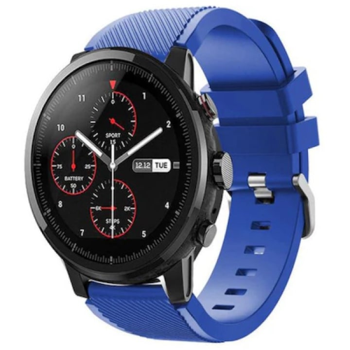 22 mm-es gyorskioldó szilikon szíj, amely kompatibilis a következőkkel: Samsung Galaxy Watch 46 mm, Gear S2 S3 Classic, S3 Frontier, Galaxy Watch 3, Huawei Watch GT2 / GT3 / GT3 Pro GT4 / Amazfit GTR 47 mm, szélesség 22 mm, mélykék