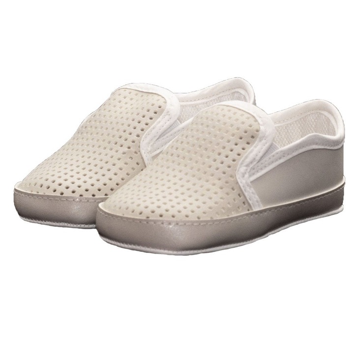 Botosei, Funny Baby, baieti, piele ecologica, cu perforatii, 1714, Crem