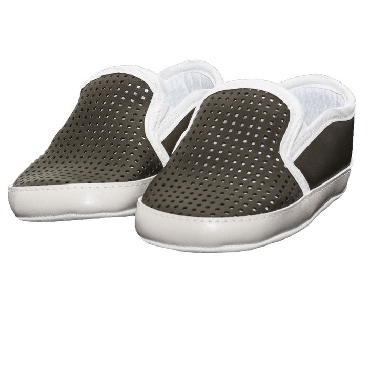 Botosei, Funny Baby, baieti, piele ecologica, cu perforatii, 1714, Kaki