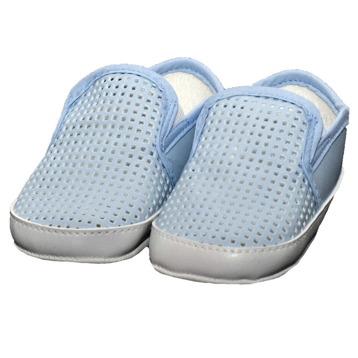 Botosei, Funny Baby, baieti, piele ecologica, cu perforatii, 1714, Albastru deschis