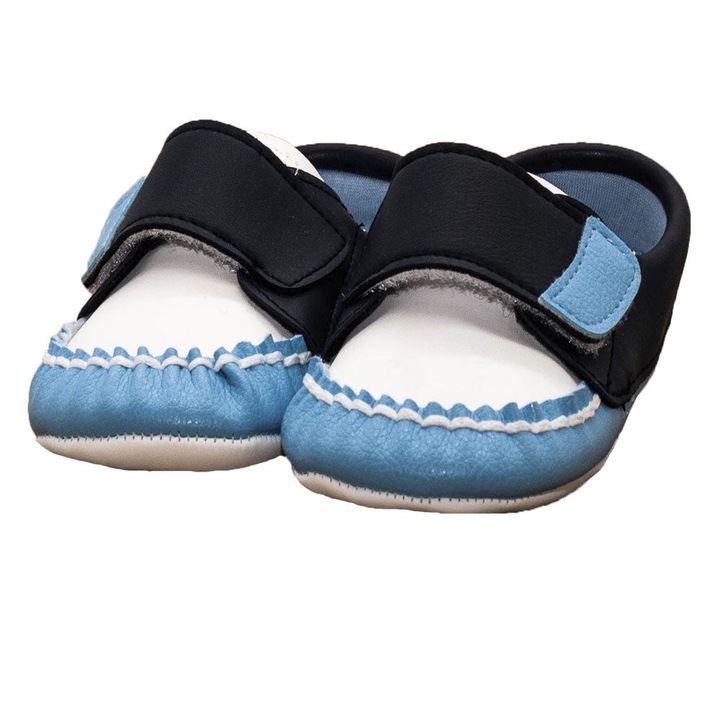 Botosei, Funny Baby, baieti, piele ecologica, cu scai, 1759, Albastru deschis