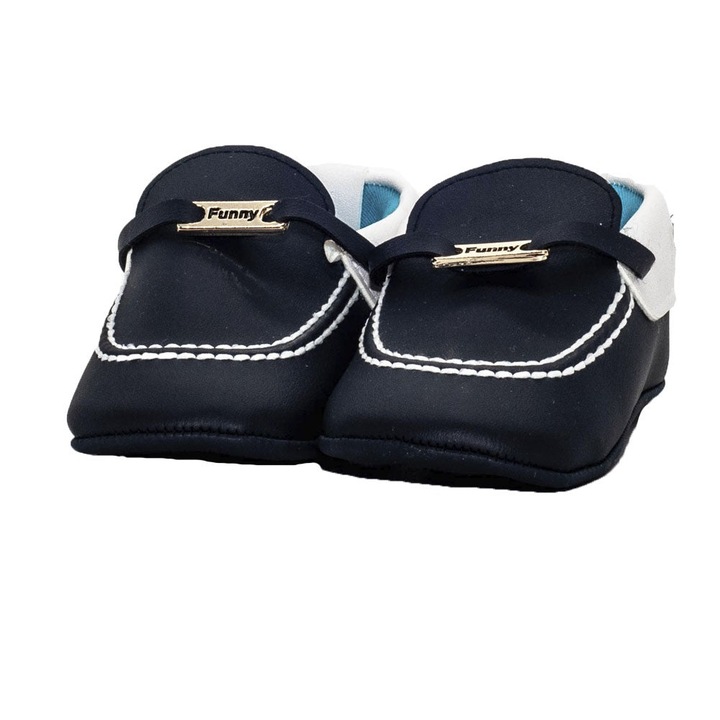 Botosei, Funny Baby, baieti, piele ecologica, usori, 1828, Bleumarin