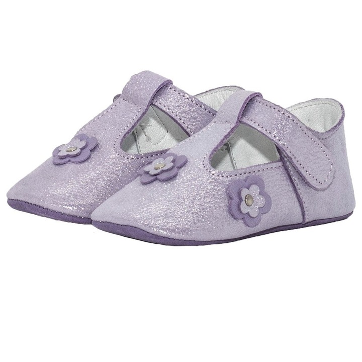 Botosei, Funny Baby, fete, piele naturala, cu scai, 4001, Lila