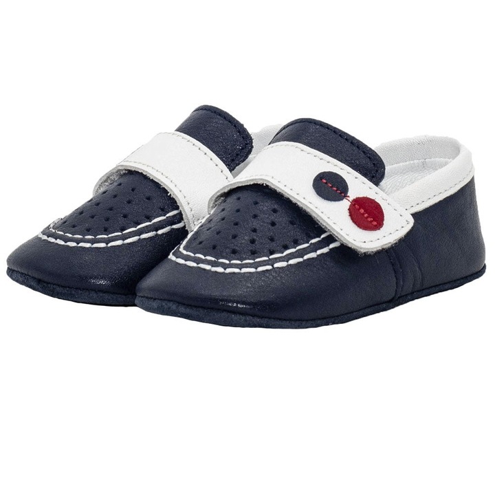 Pantofioari bebelusi, Funny Baby, cu perforatii, bleumarin, 4018 - Bleumarinfwqafxzg, Alb