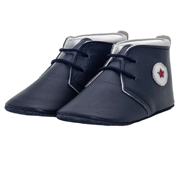 Botosei, Funny Baby, baieti, piele naturala, cu siret, 4023