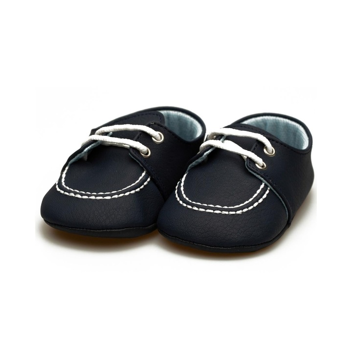 Botosei, Funny Baby, baieti, piele ecologica, cu siret, 1757, Bleumarin