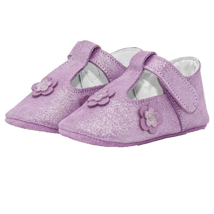 Botosei, Funny Baby, fete, piele naturala, cu scai, 4001, Mov