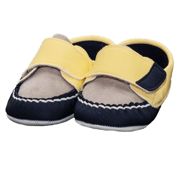 Botosei, Funny Baby, baieti, piele ecologica, cu scai, 1759, Galben