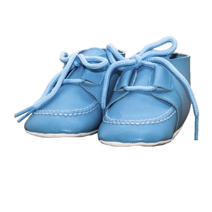 Botosei, Funny Baby, baieti, piele ecologica, cu siret, 1839, Albastru, 19