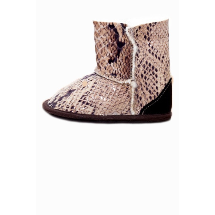 Cizme nou nascuti din piele, Cuquito, imblanite, 50779-072 - 17, Maro