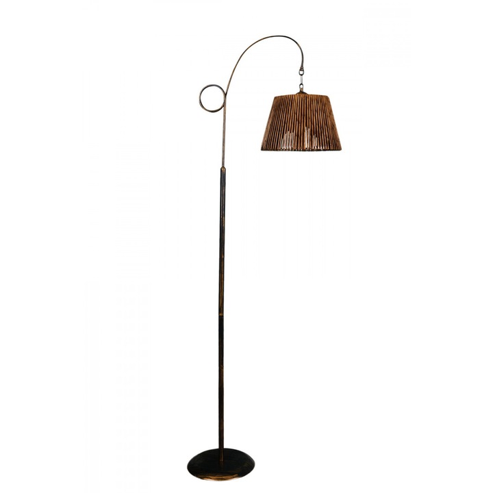 Lampa de podea, Butorpiac, Metal, E27, 45 - 60 W, 30 x 30 x 162 cm, Negru/Maro inchis