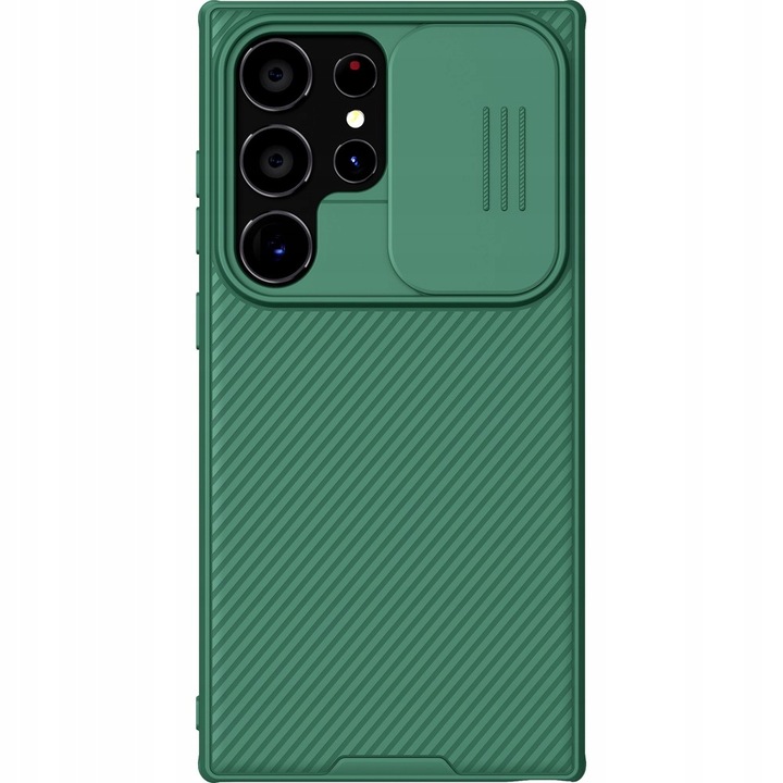 Калъф за телефон с камера CamShield Pro, Nillkin, съвместим със Samsung Galaxy S24 Ultra, поликарбонат/TPU, тъмнозелен