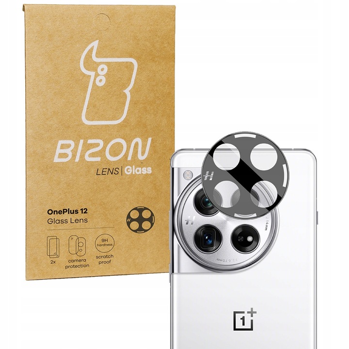 2 db kameravédő fólia készlet OnePlus 12-hez, Bizon, Secure glass, Fekete