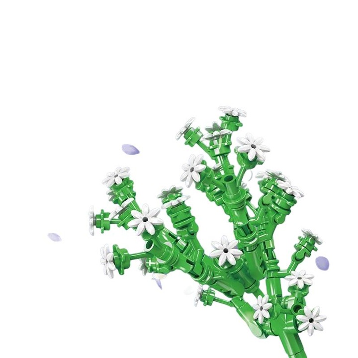 Mould King építőkészlet, Virágcsokor, 144 db, 8 év+, 19.5 cm, Zöld/Fehér