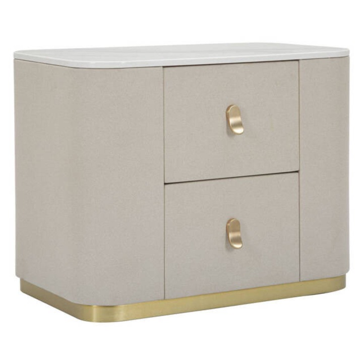 Noptiera cu sertare si detaliu auriu, 60 x 40 x 47 cm