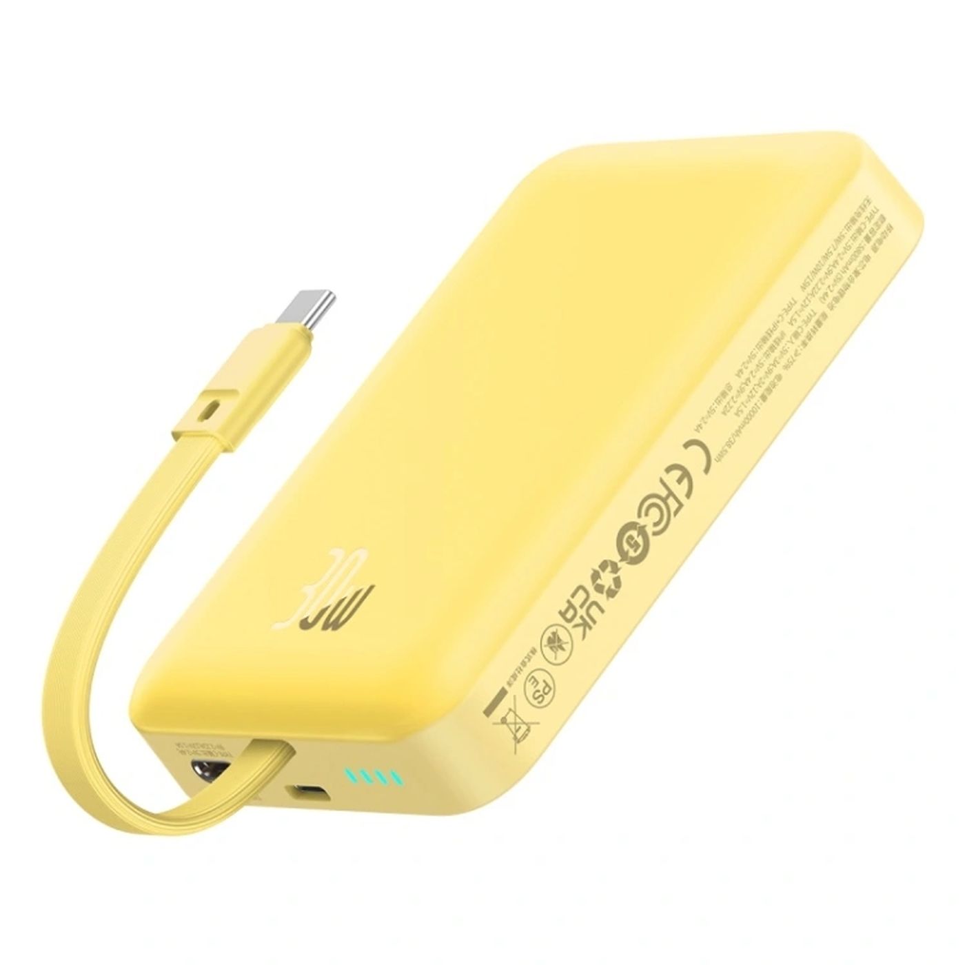 Acumulator extern Baseus Magnetic Mini Wireless, 10000mAh 30W, Incarcare rapida, USB-C, Galben