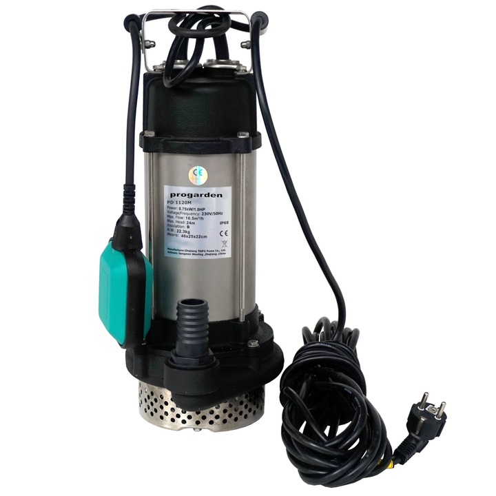 Pompa submersibila apa murdara Progarden PD 1120M, racord 1.25 inch, 750 W, debit 175 L/min, inaltime 24 m