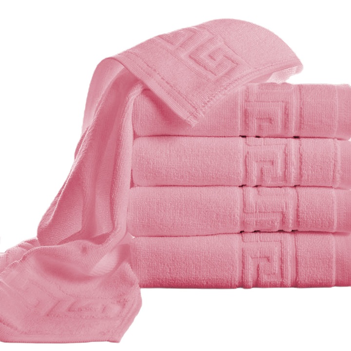 5 db arctörlő csomag 50x90 cm pamut 100% görög szegély 500 gramm/négyzetméter, rózsaszín