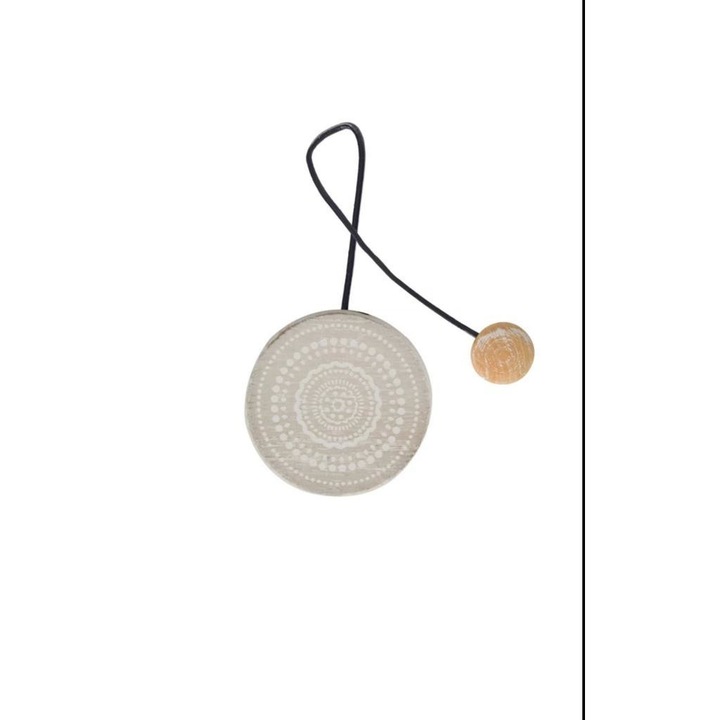 Set 2 Accesorii Perdele Draperii, Sferique, Snur Cu Capete Magnetice, Lemn, 43x 5, 8x0, 8cm