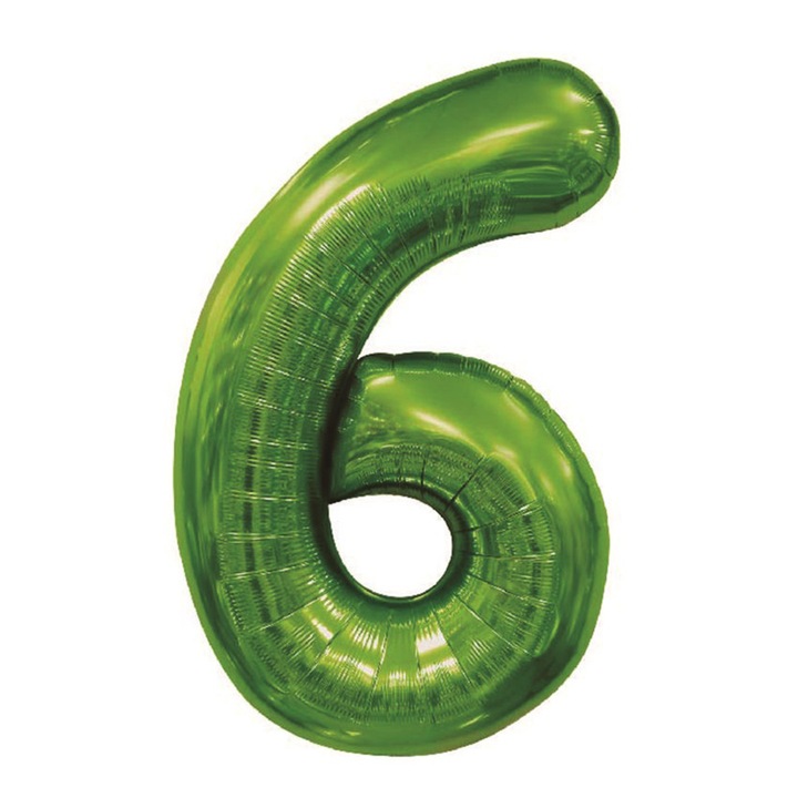 Balon party, folie metalizata verde, 100 cm, cifra 6