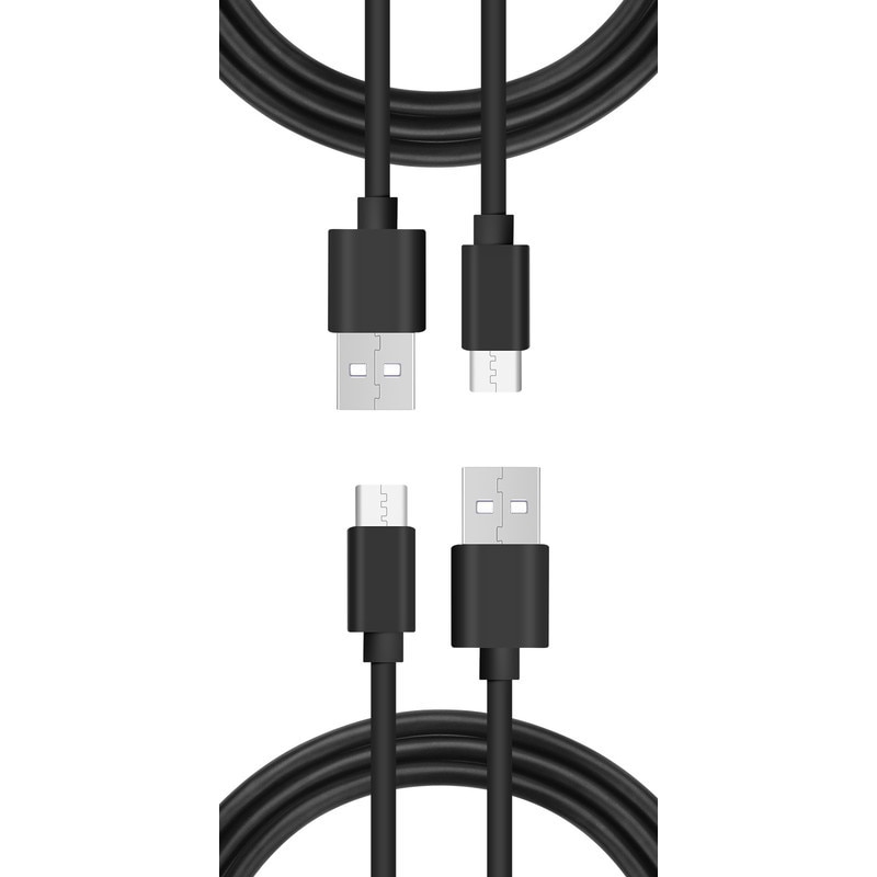 Комплект от 2 телефонни кабела за данни, USB/USB-C, 1 м/1,5 м, черен ...
