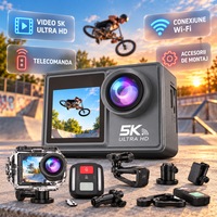Camera de Actiune idealSTORE SmartSONY-Cam 5K Ultra HD, Foto 24 MP, 256 GB, Stabilizare imagine EIS, Microfon, Functie WiFi, Unghi Larg 170°, Senzor Sony, Port HDMI si USB-C, Fotografiere Multi Mod, Filmare Subacvatica 30 m adancime
