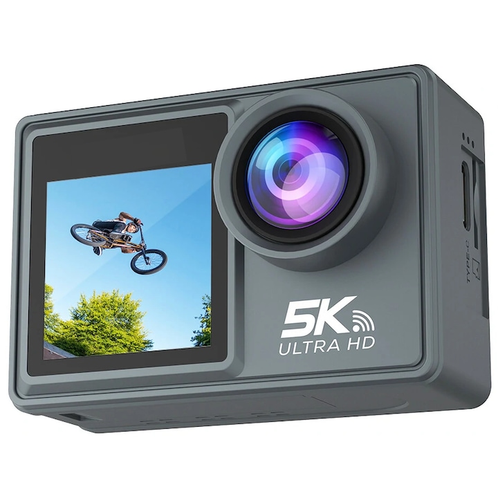 idealSTORE SmartSONY-Cam 5K Ultra HD akciókamera, fénykép 24 MP, 256 GB, EIS képstabilizátor, mikrofon, WiFi funkció, 170°-os széles látószög, Sony szenzor, HDMI port és USB-C, több módú fényképezés, víz alatti filmezés 30 m mélységben