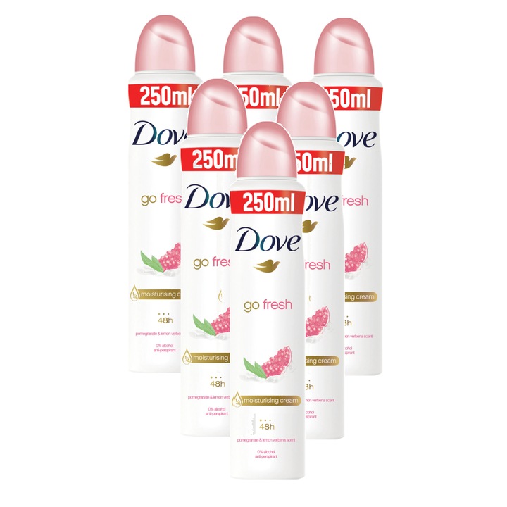 Set 6 x Antiperspirant Dove Go Fresh Pomegranate & Lemon, 48h protectie, 250 ml