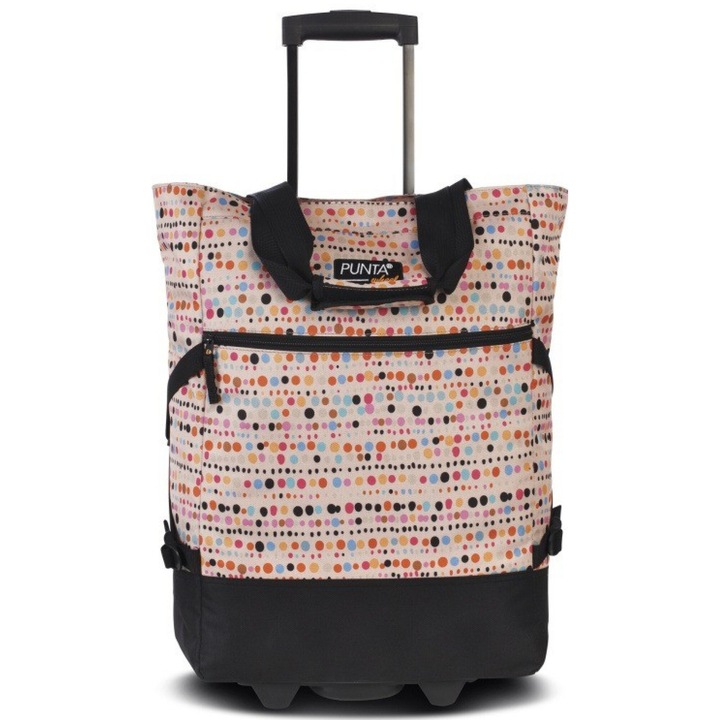 Количка за пазаруване, Punta, с колела, дръжка, 33л, Многоцветна