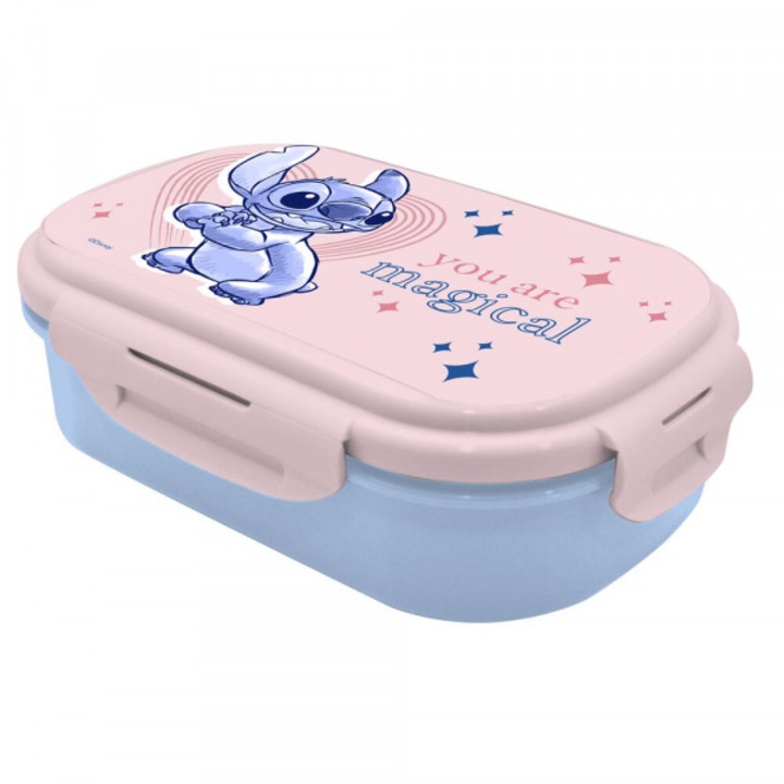 Кутия за храна за деца с прибори Lilo Stitch- You are magical, Вместимост 1 литър, Пластмаса, 21 x 14 x 6 cm