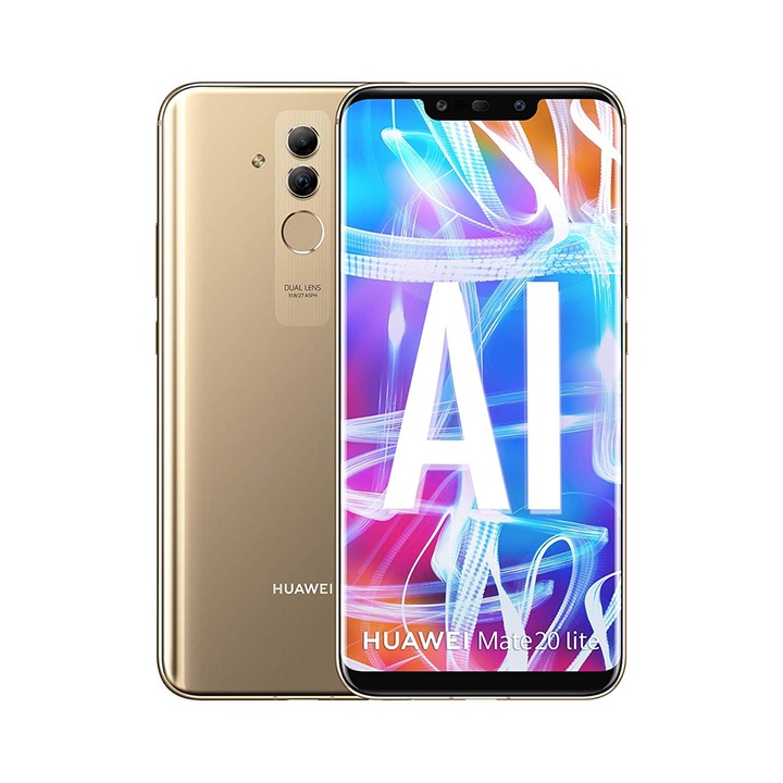 Huawei Mate20 Lite, 6+128 GB, Android 8.0, 6.3 inci, Gold