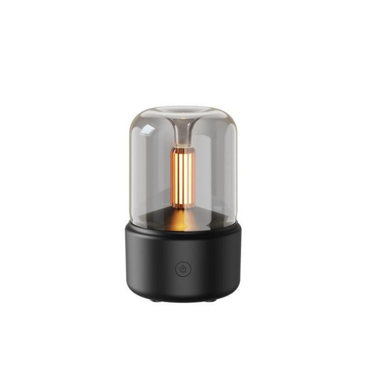 Ултразвуков овлажнител за въздух Evolve-x® Harmony с ароматерапевтичен дифузер, околна светлина с ефект на свещ, за дома, офиса и колата, черен